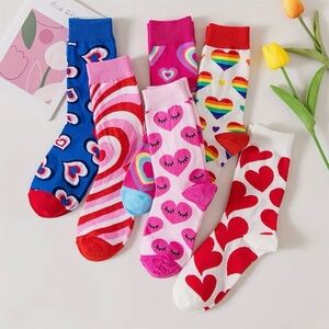❤️ Colorful Hearts and Rainbows Patterned Socks Set